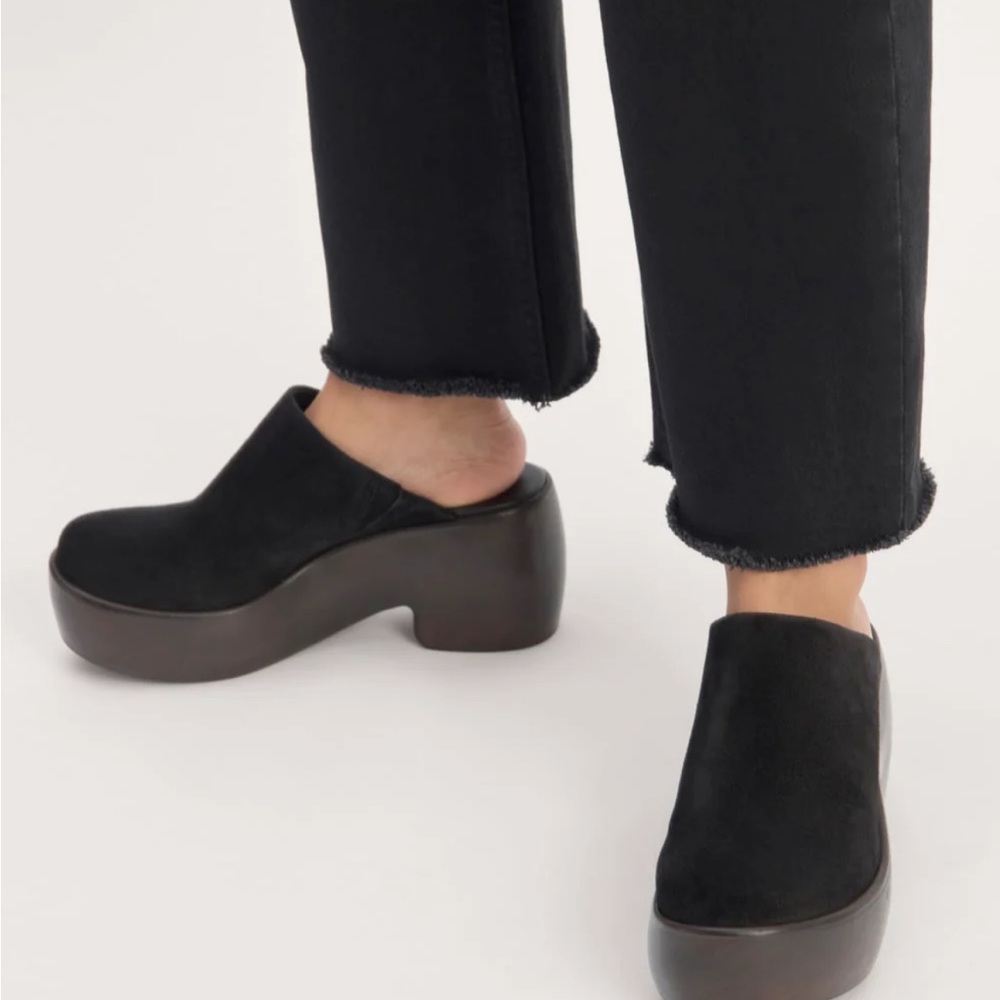 Women’s Black Suede Platform Clog Mule - Picture 12 of 12